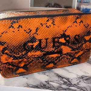 Guess orange black small snake skin shoulder bag
